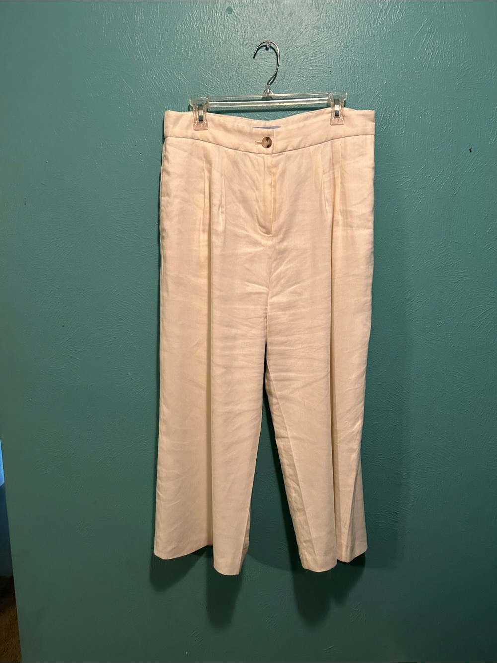 ANTONIO MELANI Cream Wide-Leg High-Waist Pants